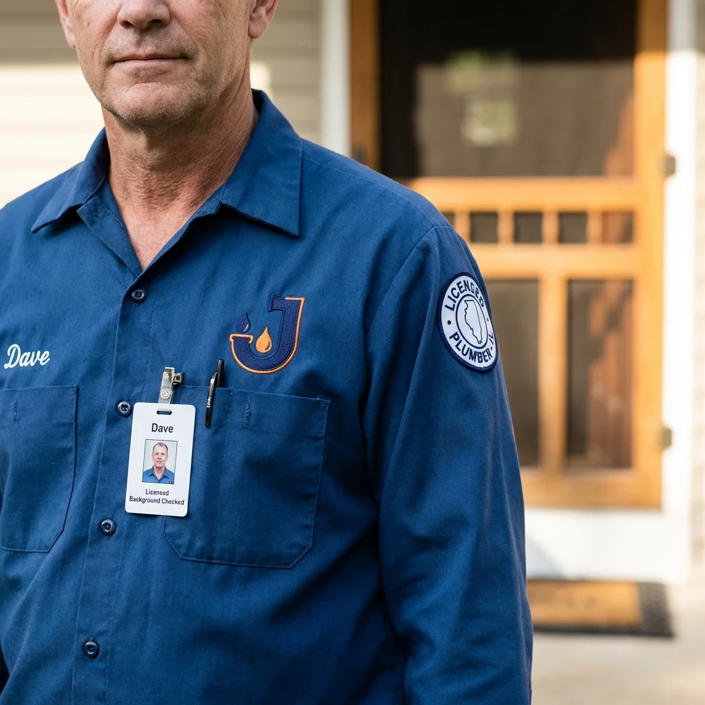 Licensed plumber showing ID badge in Port Allegany, PA
