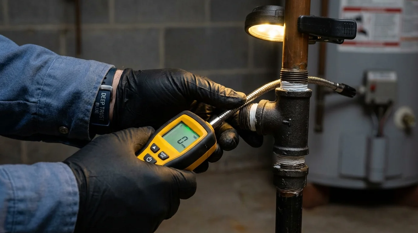 Gas leak detection with electronic sniffer by Johns Plumbing LLC in Port Allegany