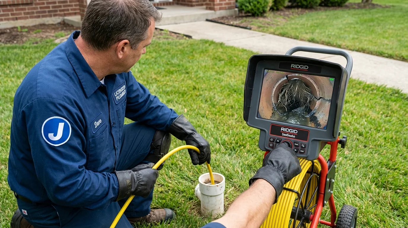 Sewer camera inspection being performed by Johns Plumbing LLC in Port Allegany