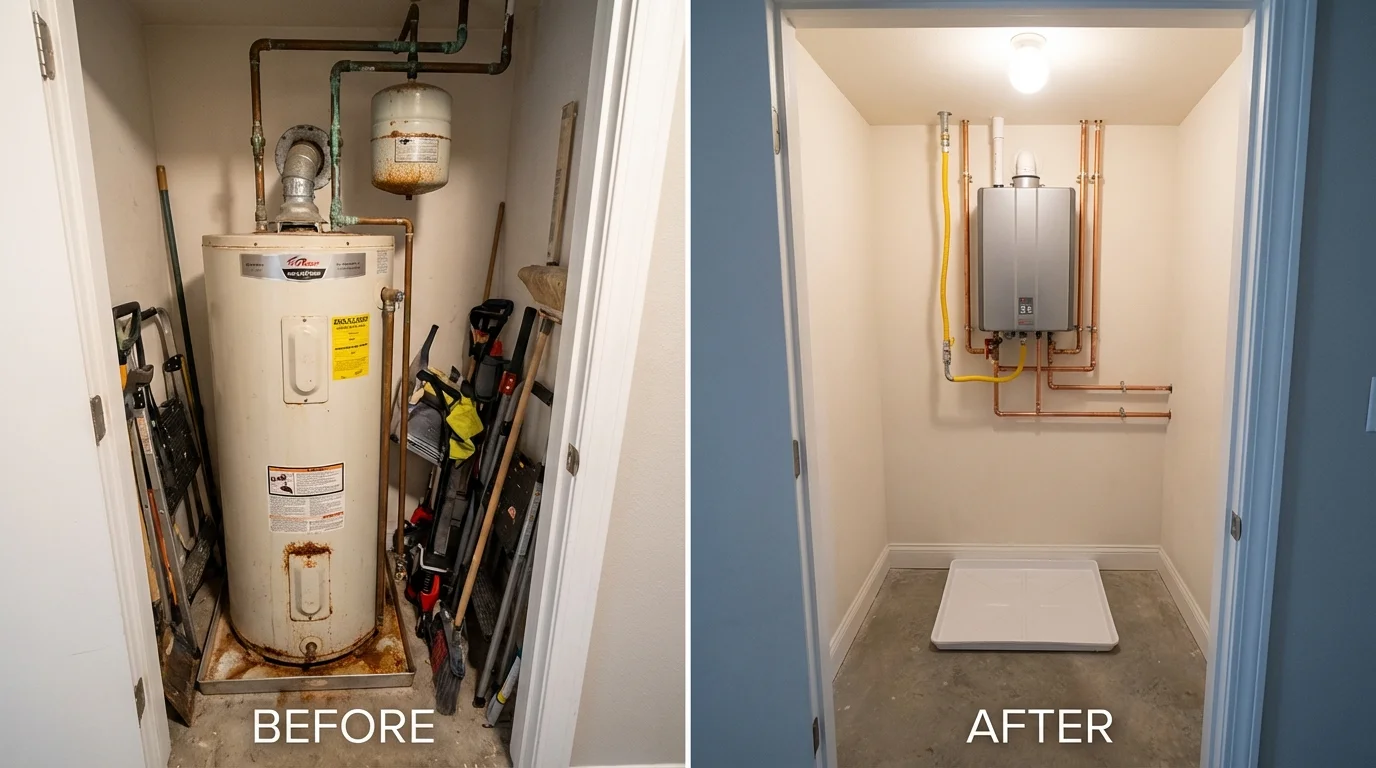 Tank water heater versus wall-mounted tankless unit comparison for Port Allegany, PA homeowners
