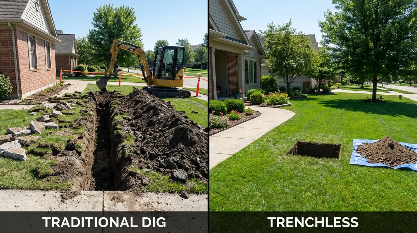 Trenchless sewer repair with minimal yard damage versus traditional excavation in Port Allegany, PA